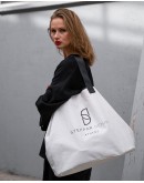 Stellar Black & White Shopper Bag, Logo Print