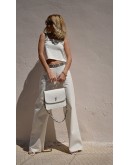 White Denim Set , wide-leg pants and cropped top