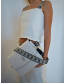 White Denim Set , wide-leg pants and cropped top